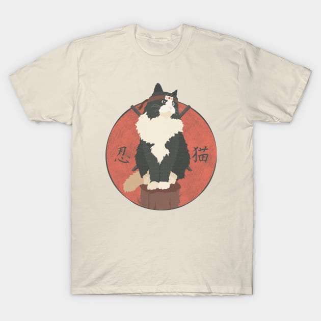 Japanese Shinobi Ninja Cat T-Shirt by MythoCulture